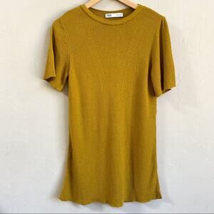 Zara‎ Mustard Yellow Ribbed T-Shirt Dress